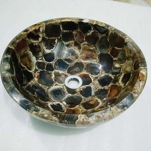 Black Agate Decorative Wash Basin Handmade Handwash <b>Bowl</b> Vanity Room Vessel from Heritage Art and Crafts - Product Image 4