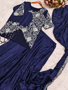 Sari Negro de Diseñador para Mujer, Colección Premium para Cócteles y Bodas - Product Image 4