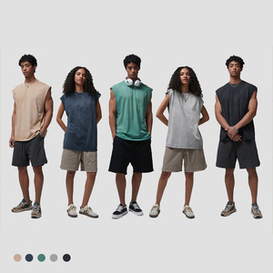 Logotipo personalizado 280gsm 100% algodón transpirable de secado rápido gimnasio sin mangas camiseta ácido lavado entrenamiento músculo Stringer camiseta sin mangas hombres - Product Image 2