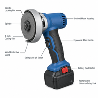 Mini-meuleuse d'angle de 3 pouces, 550W, 21V, sans fil, machine de découpe et de meulage, garantie de 2 ans