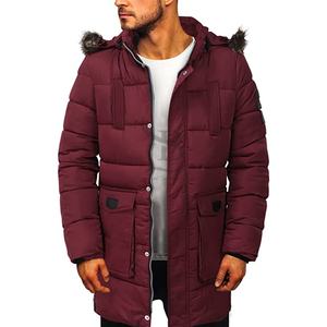 Veste parka réversible d'hiver pour hommes, manteau chaud en laine et duvet de couleur unie, logo personnalisé, vente en gros de vêtements d'extérieur décontractés en coton à la mode - Product Image 6