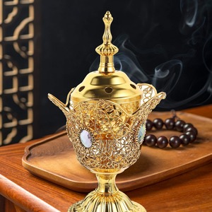 Brass Modern <b>Bakhoor</b> Incense Burner For Home Decor Trending Aromatic Metal Arabic <b>Oud</b> Shape Charcoal Burner Beautifully Crafted - Product Image 5