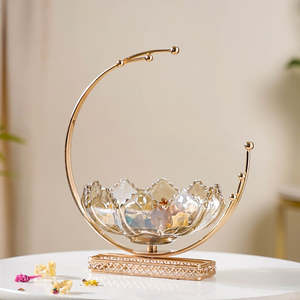Cuenco Decorativo Redondo de Cristal Lunar con Base, Vajilla Elegante de Alta Calidad para Fiestas y Decoración de Mesa - Product Image 5