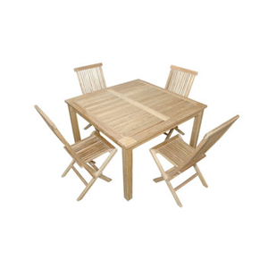 High Quality Outdoor Teak Wood Dining Set with <b>Foldable</b> Chairs and Square <b>Table</b> for Patio and <b>Garden</b> - Product Image 2