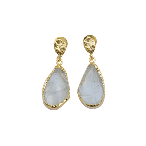 Modernos Pendientes de Piedras Preciosas con Gotas de Piedras Preciosas Finas, Recubrimiento en Tono Dorado y Joyería de Primera Calidad - Product Image 1