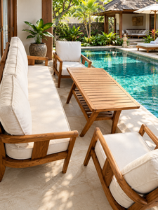 Conjunto de Sillones de Jardín de Teca para Exteriores, Muebles de Patio Acolchados Impermeables para Villa, Hotel, Patio - Product Image 5
