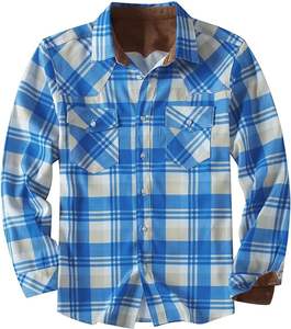 Camisa personalizada a cuadros de 100% algodón y lana, Camisa de franela de manga larga al por mayor para hombre, ropa informal, camisa de vestir - Product Image 3