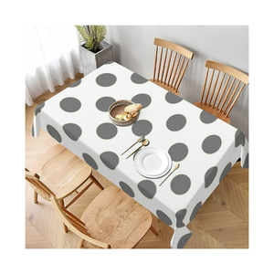White Black Polka Dot ISO 14001 Smooth Surface Tablecloth Printed Geometric Pattern Washable Minimalist Style Home Dining <b>Cover</b> - Product Image 2
