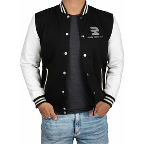 Chaqueta universitaria de manga de cuero OEM, ropa de calle para hombre, chaqueta universitaria para exteriores para hombre - Product Image 1