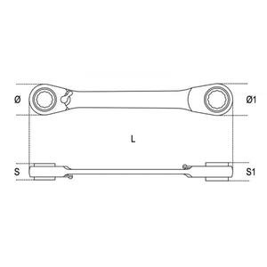 ประแจแหวนสองหัวแบนชุบโครเมี่ยมรุ่นเบต้าแบบย้อนกลับได้ - Product Image 3