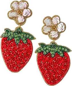 Dulce lindo Boho joyería pendientes de gota nueva fresa arroz cuentas semillas de India tejido a mano frutas Stud moda Unisex - Product Image 1