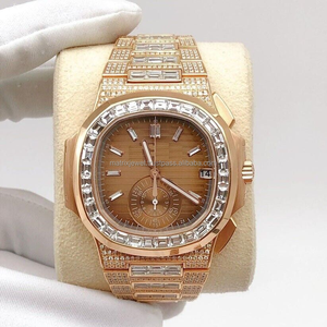 Luxury Custom Design Yellow Gold Designer baguette Lab Diamond <b>Watch</b> Premium Classic Designer Party Wear Branded Rose Gold <b>Watch</b> - Product Image 1