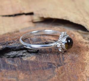 Bague en argent sterling 925 plaqué or rose avec tourmaline jaune sertie de griffes fantaisie, design floral, pour femme - Product Image 4