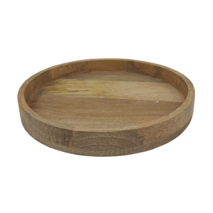 Plato redondo de madera de estilo moderno con pintura blanca Plato de servicio de color natural Platos y platos para cocina y mesa - Product Image 1