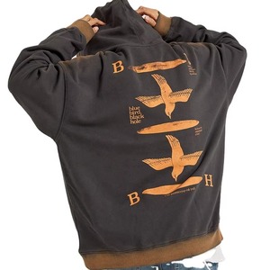 Sudadera con capucha de invierno de pana de algodón 100% de alta calidad personalizada al por mayor con estampado de pantalla lavado acabado desteñido al sol para unisex - Product Image 1