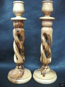 เชิงเทียนทำจากไม้ดีไซน์บิดเบี้ยวมีผิวแบบโบราณสำหรับตกแต่งบ้านชั้นวางของและโต๊ะรับประทานอาหาร - Product Image 3