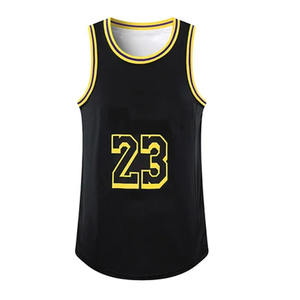 Maillot de basket-ball sans manches respirant au design personnalisé, maillot de sport à col côtelé lavé vintage - Product Image 5