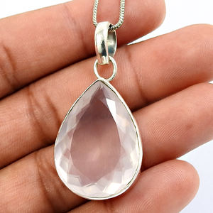 Magnifique look 925 argent Sterling naturel Rose Quartz pierre précieuse forme de larme Boho pendentif bijoux faits à la main prix d'usine direct - Product Image 3