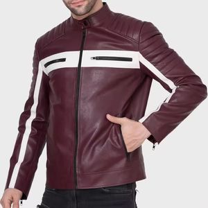 Veste en cuir pour hommes personnalisée de haute qualité support en toile grande taille confortable chaud hiver extérieur moto imperméable coupe-vent - Product Image 5