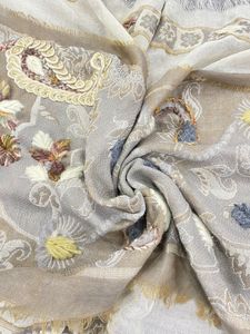 Glamorous Pure <strong>Wool</strong> Silk <strong>Shawls</strong> Handmade with <strong>Embroidery</strong> Featuring Contrast Jacquard Border Weaving Enhancing Your Style - Product Image 4