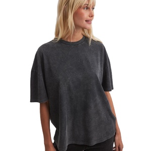 T-shirt en coton délavé pour femme, décontracté, coupe oversize, personnalisable, fabrication OEM, marque privée - Product Image 1