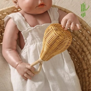 Sonajero de Ratán Natural Hecho a Mano, Juguete Musical para Bebés, Mordedor Suave para Niños Pequeños - Product Image 2