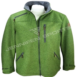 Chaqueta de Caza Personalizada para Hombre, 100% Lana Verde, Cierre Frontal con Cremallera, Múltiples Bolsillos Frontales, Forro Acolchado Interior - Product Image 1