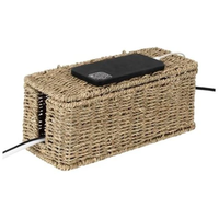 Grande boîte de gestion de câbles en jonc de mer naturel couvercle organisateur de câbles rectangulaires pour multiprises électronique bureau fabriqué au Vietnam