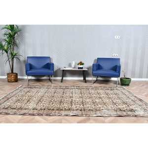 Turkish Vintage Rug 5.5x8.9 ft, <b>Brown</b> Oriental <b>Wool</b> Rug - Product Image 1