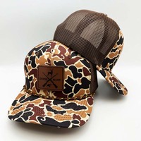 Gorras de Camionero con Parche de Cuero con Logotipo Personalizado de Vietnam, Gorras de Camionero con Estampado de Camuflaje de Pato, Gorra de Camionero de 6 Paneles, Gorras de Camionero 112, Gorras de Malla