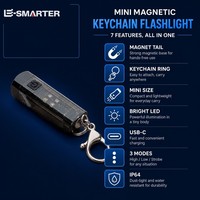 Porte-clés magnétique, mini format, LED lumineuse, USB-C, 3 modes, IP64