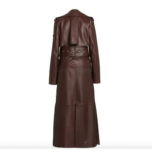 เสื้อเทรนช์โค้ทหนังสำหรับผู้หญิงเสื้อเทรนช์โค้ทฤดูหนาวแบบหนัง - Product Image 2