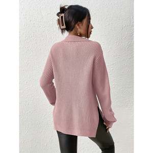 Women's Zip-Front <b>Mock</b> <b>Neck</b> Knit Sweater-Slim Fit Breathable & Warm Summer <b>Top</b> - Product Image 5