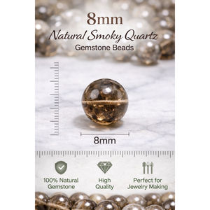 Cuentas de Cuarzo Ahumado Natural Beadsnfashion al por Mayor, Cuentas Redondas de Alta Calidad de 8mm para Fabricación de Joyería DIY, Suministros para Pulseras y Collares - Product Image 2