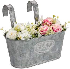 Pot de fleurs suspendu à double seau galvanisé avec chaîne Panier de jardinière suspendu à balcon pour jardin intérieur et extérieur - Product Image 4