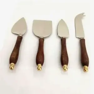 Juego de cuchillos de queso pulido con espejo Premium y servidor de 4 cubiertos de acero inoxidable en negrita con asas elegantes para comedor - Product Image 2