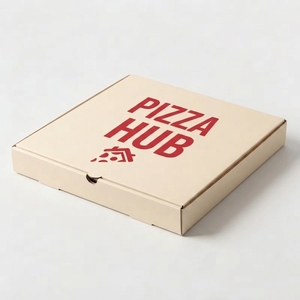 Boîte d'emballage pour pizza en carton ondulé blanc minimaliste, logo personnalisé imprimé, boîtes à emporter pour la restauration rapide, vente en gros - Product Image 2