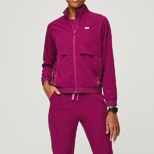 Veste d'uniforme médical en coton tricoté personnalisée, zippée, respirante et confortable, haute qualité, avec détection d'aiguilles - Product Image 1