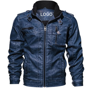CARANFIER-Chaqueta de Cuero de Imitación para Hombre, Chaqueta Clásica de Piel Sintética con Cuello Levantado, Resistente al Viento, Transpirable, sin Logotipo Personalizado, OEM - Product Image 1