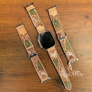 Nueva correa de reloj de cuero mecanizada a mano para mujer, correas de reloj inteligente de cuero genuino cosidas a mano, muñequeras de reloj duraderas de alta calidad - Product Image 1