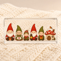 Ornement en acrylique rectangulaire personnalisé, motif de famille de gnomes de Noël mignons, pour la décoration de table de Noël, décoration festive pour la maison