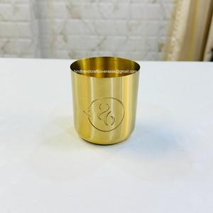 Pot à bougie métallique de luxe avec taille et design personnalisés en laiton de bonne qualité pour la décoration de bureau et de maison - Product Image 2