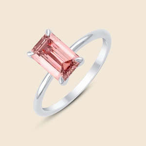 Bague en or massif 14 carats avec diamant de laboratoire taille émeraude de 0,3 carat en bois de rose, pureté F-VS, pour usage quotidien, cadeau d'anniversaire - Product Image 3