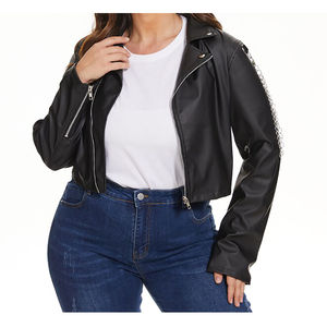 Chaqueta de Cuero para Mujer, Elegante, Diseño Casual Moderno, Impermeable, Transpirable, Resistente al Viento, Ecológica, de Lino y Nailon, para Uso Diario al Aire Libre - Product Image 3