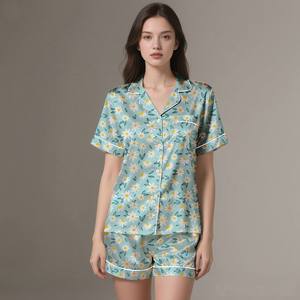 Women's Silk Satin <b>Pajamas</b> Set 2-Piece Long Sleeve Luxury Home Wear Summer Spring Breathable Customizable - Product Image 4