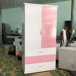 White & Pink Durable Plastic Clothing Organizer with 2 Doors & 3 Compartments 1m85cm Tall Standing for Adults - Product Image 1