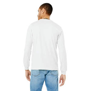 Unisex Heather CVC <b>Long</b> <b>Sleeve</b> T-<b>Shirt</b> - <b>White</b> Blend, 52% Airlume Cotton, 48% Poly, 4.2 oz - Product Image 3