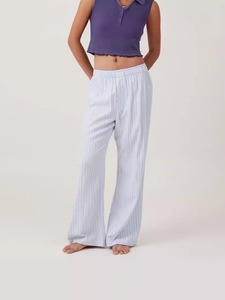 Pantalon droit ample en polyester respirant et anti-boulochage à rayures vintage pour femme, style européen, avec cordon de serrage, collection automne - Product Image 5