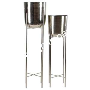 Ensemble de jardinières nickelées avec support Présentoir de sol Vente en gros Jardinières et pots de fleurs d'intérieur les plus tendances pour la décoration de la maison - Product Image 1