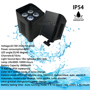 Club Light 4x18W RGBWA UV LED IP54 impermeable inalámbrico <span class=keywords><strong>Dmx</strong></span> batería Uplights WIFI remoto profesional Dj luces para fiesta Disco - Product Image 2